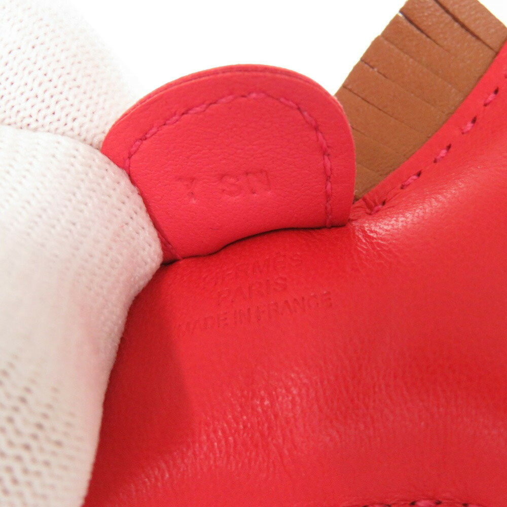 HERMES Rodeo PM Rouge Cou Pivoine Cigarette Anjou Milo Y Stamp Bag Charm Red - Picture 5 of 5